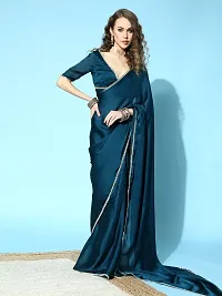 Beautiful Satin Saree With Blouse Piece for Women-thumb3