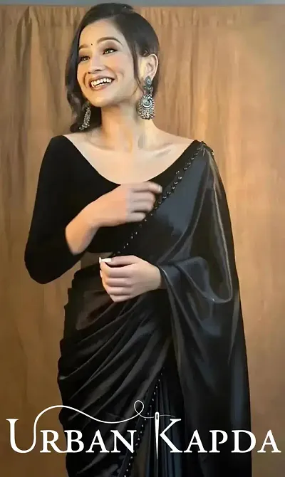 Stylish Lycra Solid Saree with Blouse piece