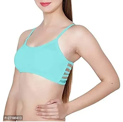 Stylish Turquoise Cotton Solid Bralette Bra For Women-thumb0