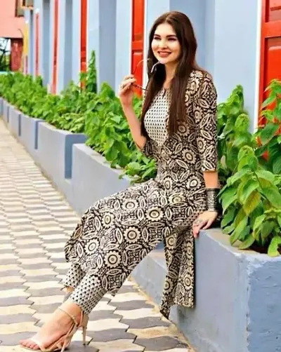 Stylish Cotton Printed Kurta Bottom Set