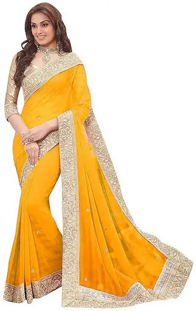 Attractive Polyester Saree with Blouse piece 