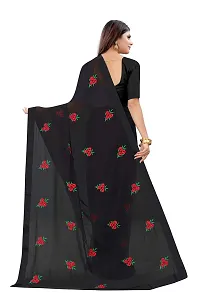 AANZIA Women'S Bridal Chiffon Embriodered Saree With Blouse Pice.(Pr102Bl_Black_Free).-thumb3