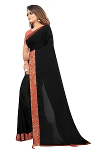 AANZIA Women's Black Georgette with Jacquard Lace Saree.(7072B_Free Size).-thumb1