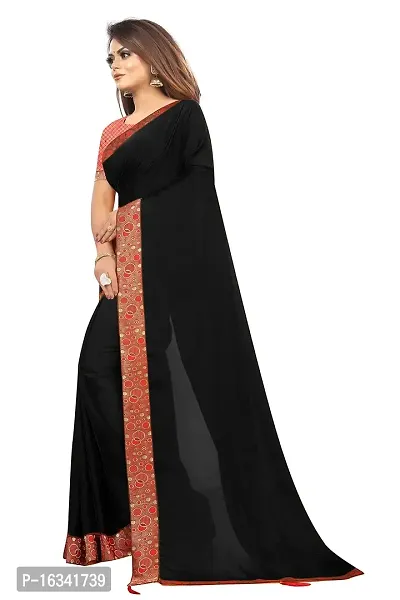 AANZIA Women's Black Georgette with Jacquard Lace Saree.(7072B_Free Size).-thumb2