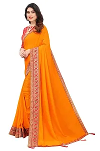 AANZIA Women's Vichitra Silk Saree With Jacquard Blouse Piece (Mustar)-thumb2