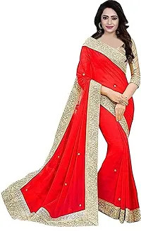 AANZIA Women'S Marble Chiffon Saree With Blouse Piece.(Stone_Red_Free).-thumb1