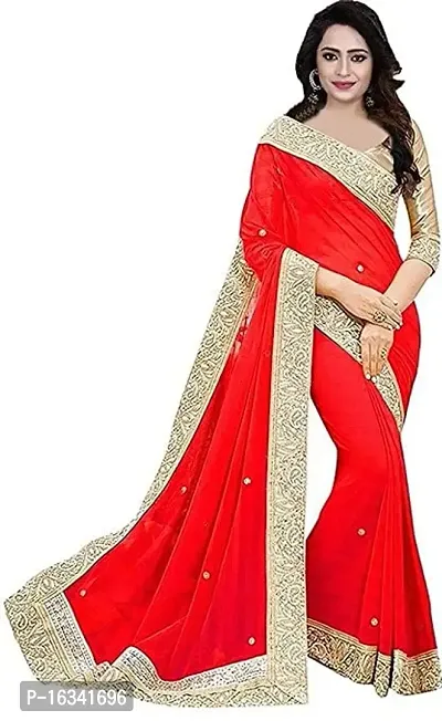 AANZIA Women'S Marble Chiffon Saree With Blouse Piece.(Stone_Red_Free).-thumb2