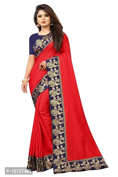 Vichitra Red Jacquard Lace Saree With Blouse Piece.-thumb0