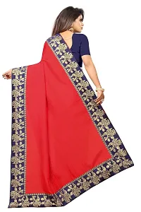 Vichitra Red Jacquard Lace Saree With Blouse Piece.-thumb1
