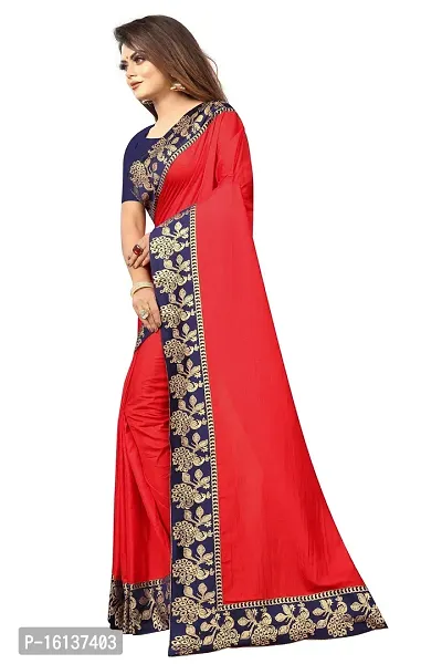 Vichitra Red Jacquard Lace Saree With Blouse Piece.-thumb4