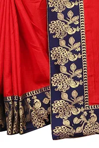 Vichitra Red Jacquard Lace Saree With Blouse Piece.-thumb4