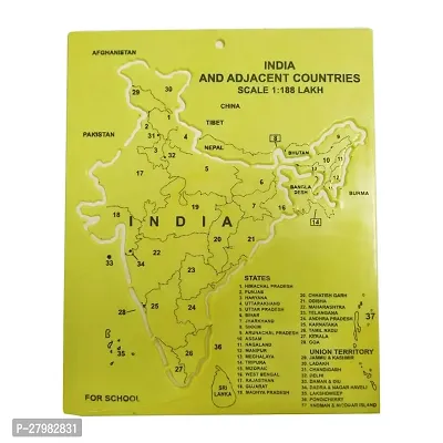 India Map Stencil Accurate and Versatile Tool for Art, Crafts, and Education (19 cm x 15.5 cm x 0.5 cm Yellow Color) 2 Piece-thumb0
