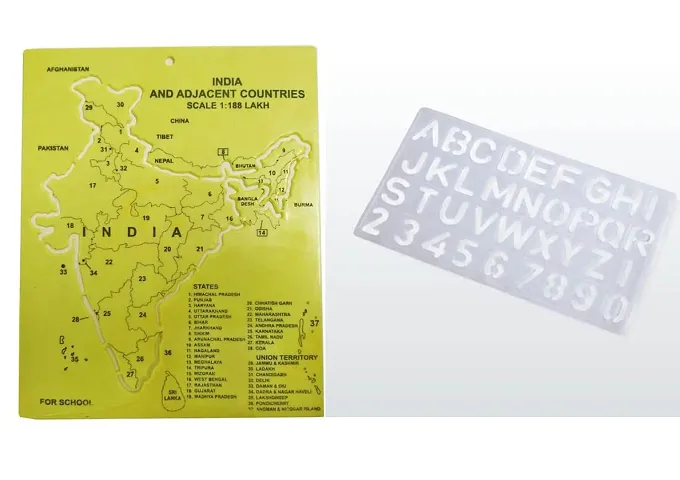 Indian Map And Alphabets Statical Set Of 2