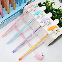 2 Unicorn Pencil And 2 Lipstick Shape Eraser With Non Sharpening Push Bullet Pencil For Kids Pack Of 4-thumb3