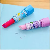 2 Unicorn Pencil And 2 Lipstick Shape Eraser With Non Sharpening Push Bullet Pencil For Kids Pack Of 4-thumb1