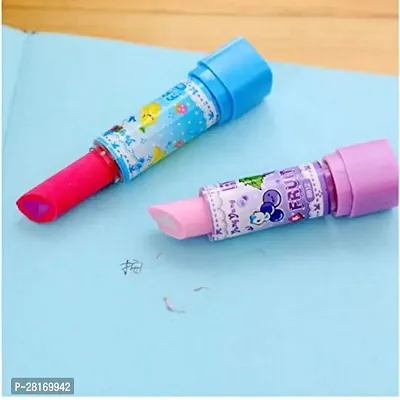 2 Unicorn Pencil And 2 Lipstick Shape Eraser With Non Sharpening Push Bullet Pencil For Kids Pack Of 4-thumb2