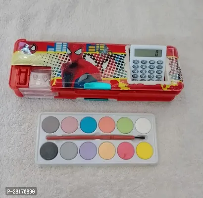 Spider Multipurpose Magnetic Calculator Pencil Box with 1 color plate -2  Combo  for Kids