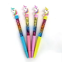 Combo Of 6 Pen include 1 Glitter Gel Pen + 1 Unicorn Gel Pen +1 Lipstick Gel Pen + 1 Unicorn Pencil + 1 Mermaid Pen + 1 (6 In 1 Fur Ball Pen) Beautiful Unicorn Theme Combo For Kids (Pack of 6)-thumb2