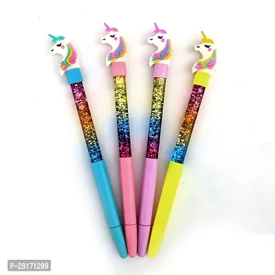 Combo Of 6 Pen include 1 Glitter Gel Pen + 1 Unicorn Gel Pen +1 Lipstick Gel Pen + 1 Unicorn Pencil + 1 Mermaid Pen + 1 (6 In 1 Fur Ball Pen) Beautiful Unicorn Theme Combo For Kids (Pack of 6)-thumb3