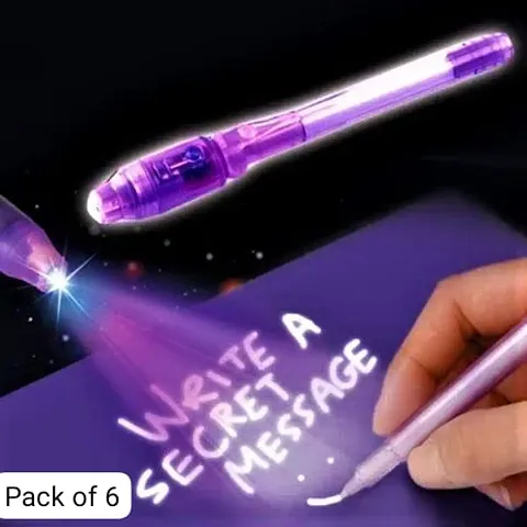 AK Store Invisible Ink Magic Pen with UV Light Spy detective Pen (Pack of 1, Multi Colors)