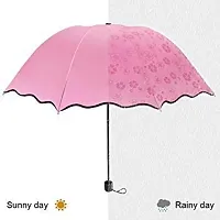 Stylish Light Pink 3 Fold Umbrella with Complete Protection from Uv Rays, Sun Heat and Rain-thumb3