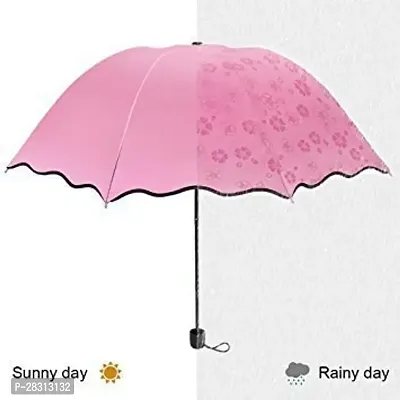 Stylish Light Pink 3 Fold Umbrella with Complete Protection from Uv Rays, Sun Heat and Rain-thumb4