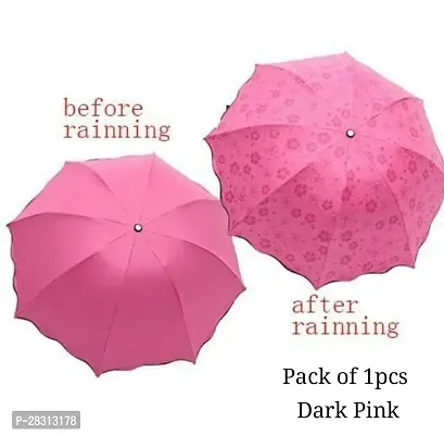 Stylish Pink 3 Fold Umbrella with Complete Protection from Uv Rays, Sun Heat and Rain-thumb0