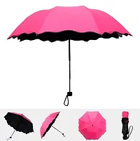 Stylish Pink 3 Fold Umbrella with Complete Protection from Uv Rays, Sun Heat and Rain-thumb2