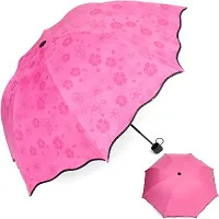 Stylish Pink 3 Fold Umbrella with Complete Protection from Uv Rays, Sun Heat and Rain-thumb1