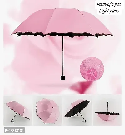 Stylish Light Pink 3 Fold Umbrella with Complete Protection from Uv Rays, Sun Heat and Rain-thumb0