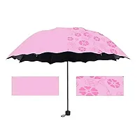 Stylish Light Pink 3 Fold Umbrella with Complete Protection from Uv Rays, Sun Heat and Rain-thumb1