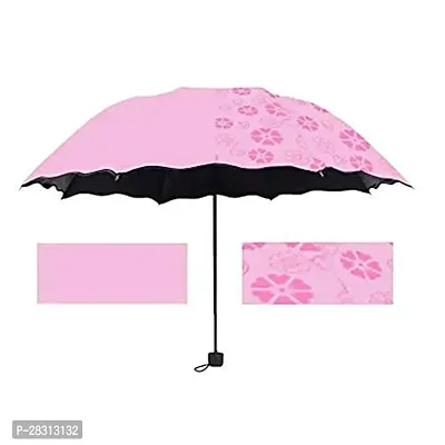 Stylish Light Pink 3 Fold Umbrella with Complete Protection from Uv Rays, Sun Heat and Rain-thumb2