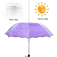 Stylish Purple 3 Fold Umbrella with Complete Protection from Uv Rays, Sun Heat and Rain-thumb1