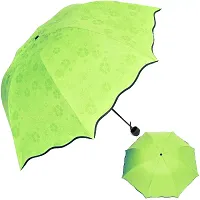 Stylish Green 3 Fold Umbrella with Complete Protection from Uv Rays, Sun Heat and Rain-thumb3