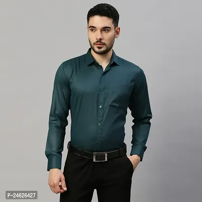 Reliable Green Cotton Solid Long Sleeves Casual Shirts For Men