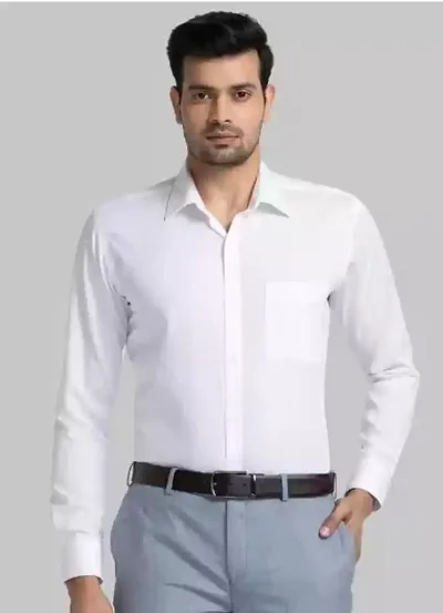 ZAKOD Plain White Casual Shirt 100% Cotton Shirts for Men's