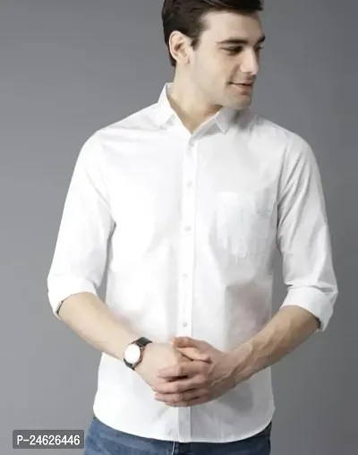 Reliable White Cotton Solid Long Sleeves Casual Shirts For Men