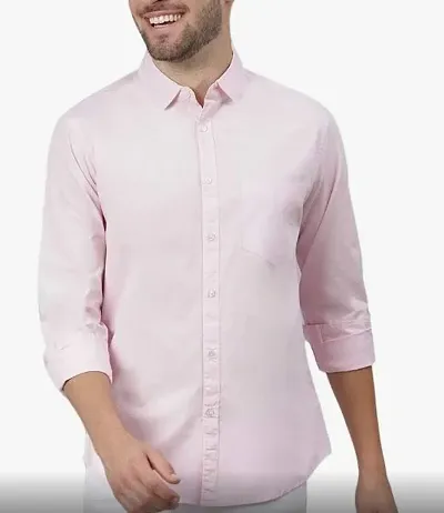 Enmozz Slim Fit Plain Solid Casual Shirts for Men