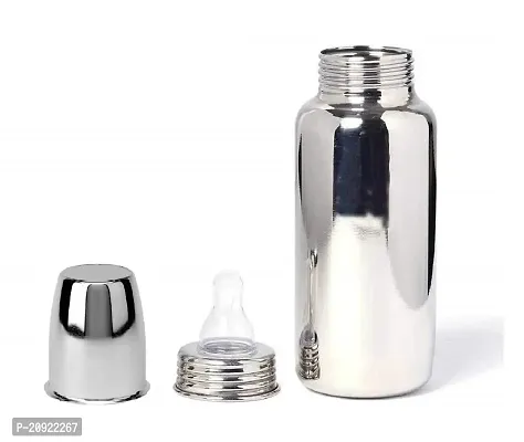 Pack of 1 Stainless Steel Baby Feeding Bottle for Kids Steel Feeding Bottle for Milk and Baby Drinks (Silver)-thumb4