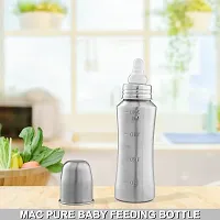 Pack of 2 Stainless Steel Infant Baby Feeding Bottle Milk Bottle for New Born Baby, Medium-Flow Nipple (240 ML)-thumb1