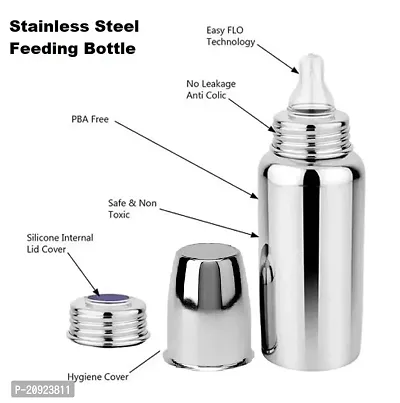 RB POINT Pack of 2 Stainless Steel Baby Feeding Bottle for Kids/Steel Feeding Bottle for Milk and Baby Drinks Zero Percent Plastic No Leakage (240 ML Bottle)-thumb5