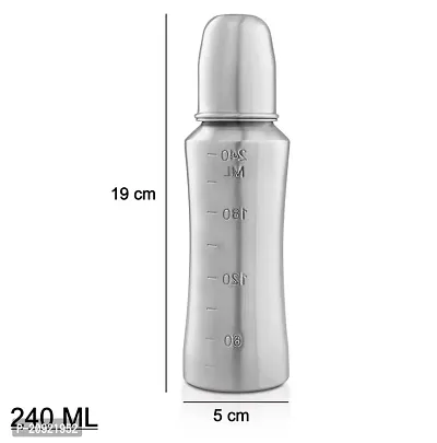 (240 ML, Pack of 2 Milk Bottle) Pure Stainless Steel Feeding Bottle with (240 ml) and Spout Sipper New Born Baby/Toddlers/Infants for Drinks//Milk/Water-thumb5