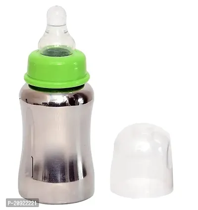 RB POINT Stainless Steel Baby Feeding Bottle for Kids Steel Feeding Bottle for Milk and Baby Drinks Zero Percent Plastic No Leakage (140 ML)-thumb0