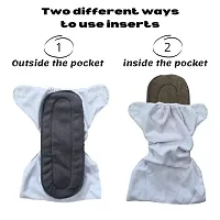 Pack of 3+3 (Cloth Diaper + Cloth Black Inserts) Easy-to-Clean Cloth Diapers with Removable Inserts - Hassle-Free Maintenance for Busy Parents Diaper with Insert-thumb3