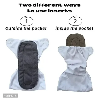 Pack of 3+3 (Cloth Diaper + Cloth Black Inserts) Easy-to-Clean Cloth Diapers with Removable Inserts - Hassle-Free Maintenance for Busy Parents Diaper with Insert-thumb4