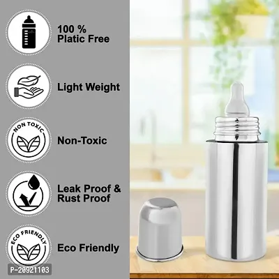 Milk Feeding Bottle with Stainless-Steel  BPA-Free Sipper Nipple Absolute Light Weight Leakage Proof Easy Clean Design ? Pack of 1 240 ML Bottle-thumb5