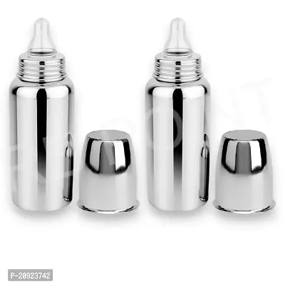 Pack of 2 Pure Stainless Steel Feeding Bottle Anti-Corrosion (240 ml) and Spout Sipper New Born Baby/Toddlers/Infants for Drinks//Milk/Water-thumb0