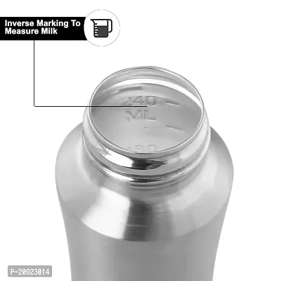 RB POINT 2 in 1 Use Regular Stainless Steel Baby Feeding Bottle with Stainless Steel Cap, Mirror Finish Plain Silver, Small Neck Design for Easy Grip(Pack of 2)-thumb3