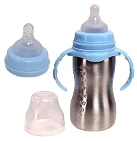 RB POINT Stainless Steel (2 in 1) Feeding Bottle/Sippers I Steel Feeder Cum Sipper for Baby, Kids (250ml) Steel Bottle with Plastic Cap-thumb3