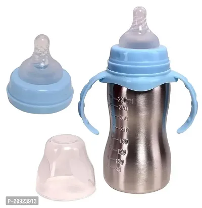 RB POINT Stainless Steel (2 in 1) Feeding Bottle/Sippers I Steel Feeder Cum Sipper for Baby, Kids (250ml) Steel Bottle with Plastic Cap-thumb4